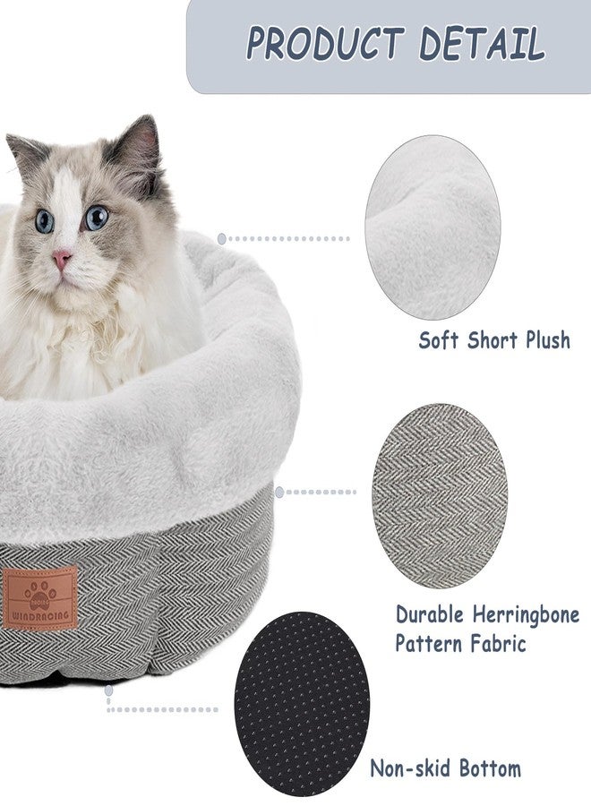 WINDRACING Cat Beds for Indoor Cats,Kitten Bed,Dog Bed for Extra Small Dogs Breeds,Puppy Kennel Bed, Comfy Durable Pet Sleeping Bed, Washable Roun Cat Bed & Non-Slip Bottom, Size 18"L x 18"W x 7.5"Th - Image 2